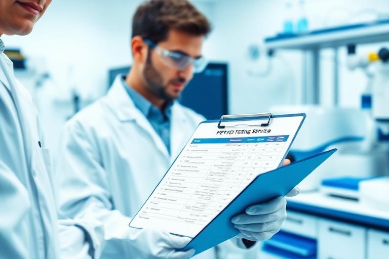 Researcher comparing peptide testing services options in an analytical laboratory