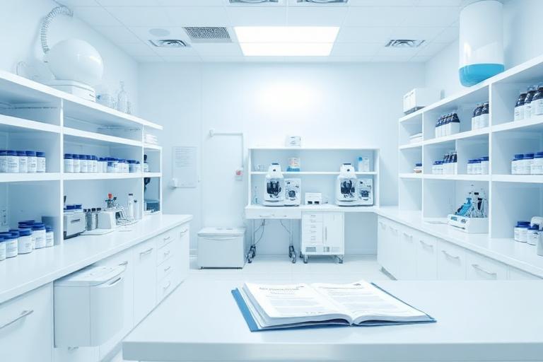 Compounding pharmacy laboratory with peptide testing equipment and FDA compliance documentation